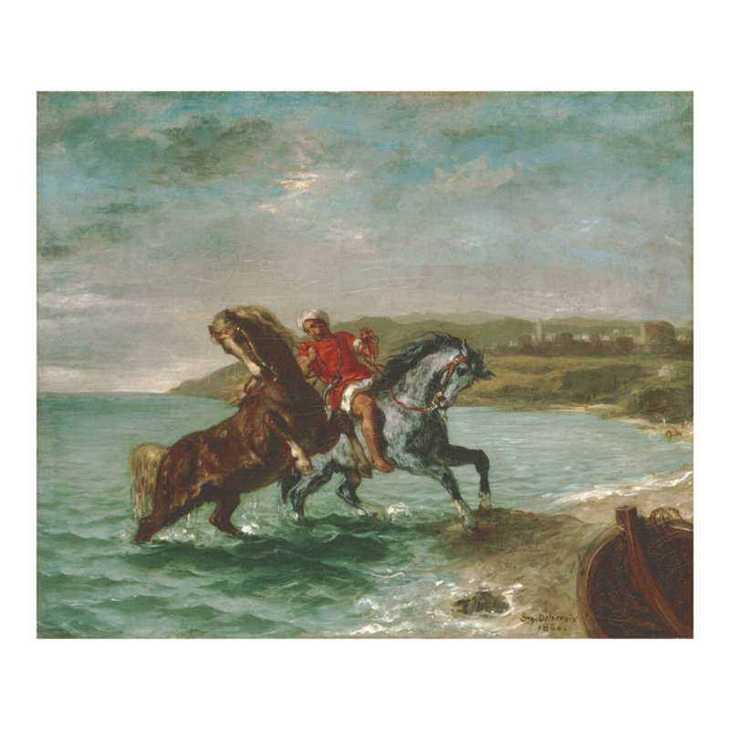 «Horses Coming Out of the Sea» par Eugène Delacroix - Estampe numérique, H 32 po x l 40 po