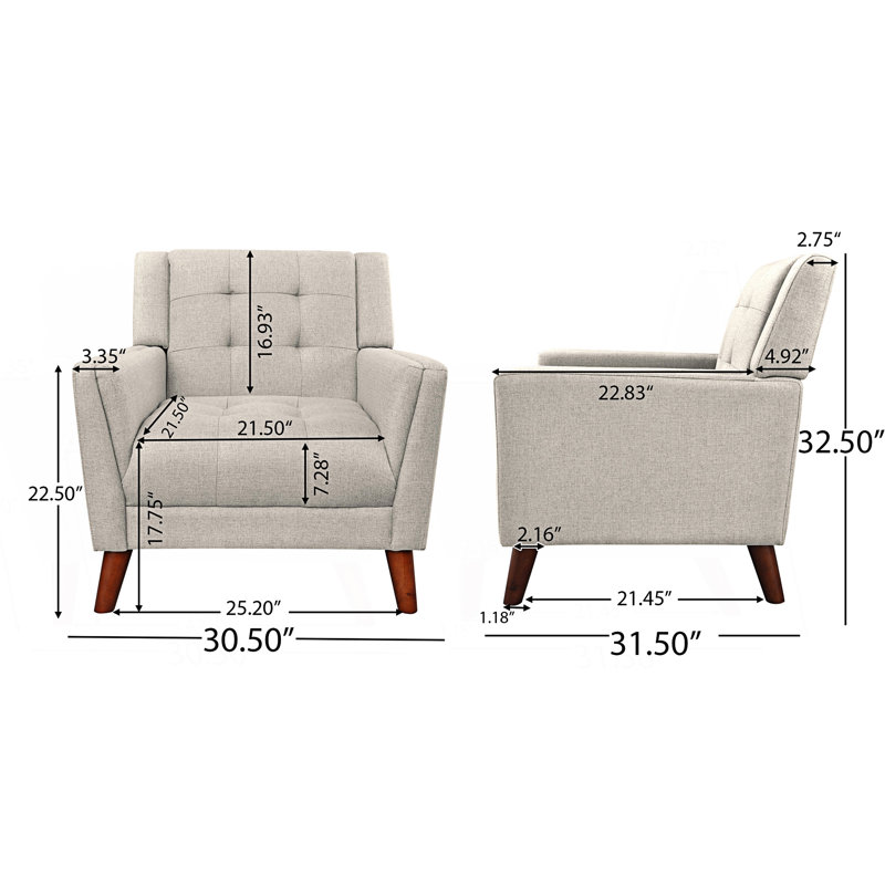 Fauteuil Mid-Century moderne, fauteuil confortable, Beige