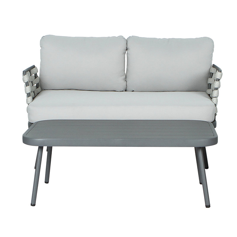 Mariano Steel Loveseat And Table, Gray