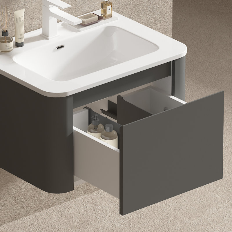 Meuble-lavabo mural flottant avec comptoir en céramique, 24"