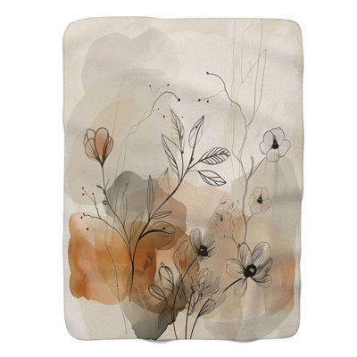 Wabi Sabi Floral Art - 1 Piece Premium Sherpa Blanket