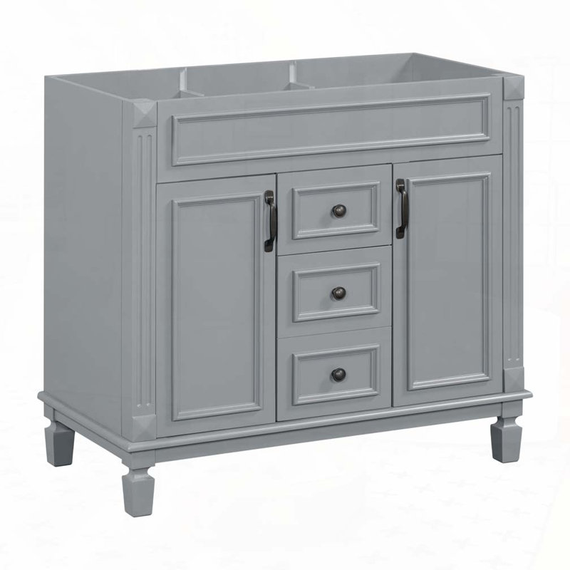 Meuble-lavabo 36 po sans lavabo supérieur, armoire seulement, armoire de rangement moderne avec 2 portes à fermeture douce et 2 tiroirs