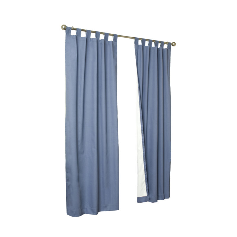 Weathermate Solid Cotton Tab Top Curtain Pair, Bleu, 72" H x 80" W