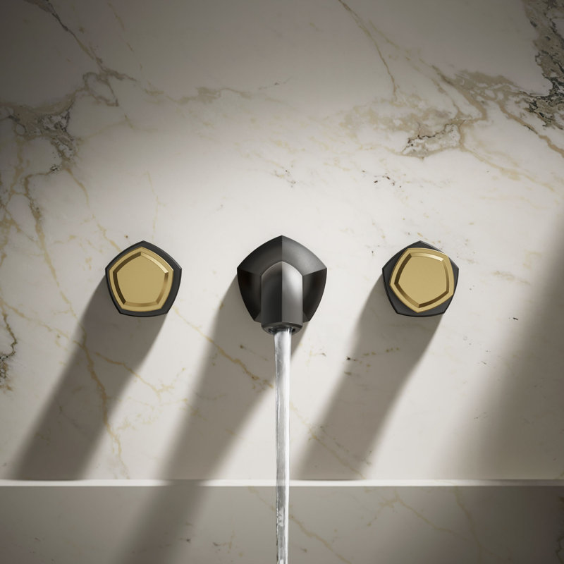 Occasion Wall-Mount Bathroom Sink Faucet Knob Handle Trim, Matte Black