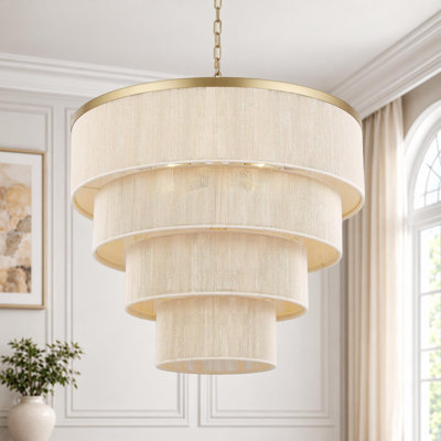 26" 5-Light Tiered Rope Drum Chandelier
