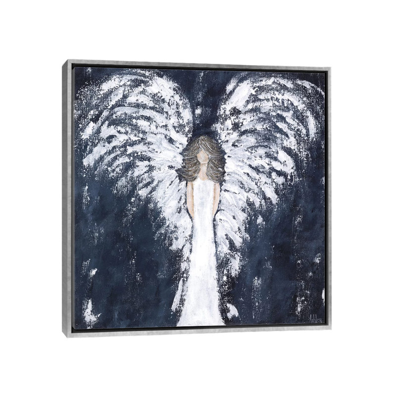 "Marine Angel" par Ashley Bradley, reproduction d’art, H 26 po x l 26 po x P 1,5 po, Toile avec cadre argenté, Pas de tapis