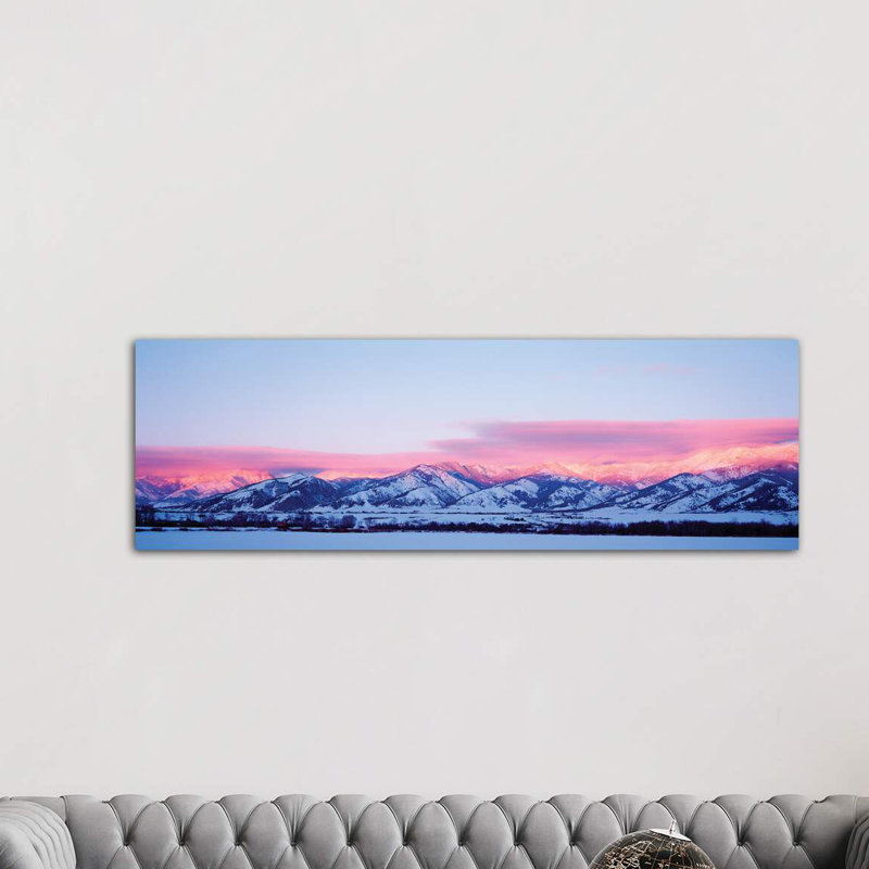 Bridger Mountains, Sunset, Bozeman, MT, USA - Wrapped Canvas Panoramic Print, 30.48 cm H x 91.44 cm W x 3.175 cm D