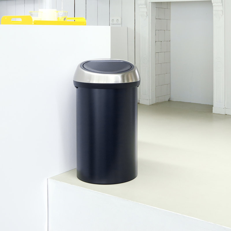 Brabantia 60 Litre Touch Bin, Matt Black / Matt Steel