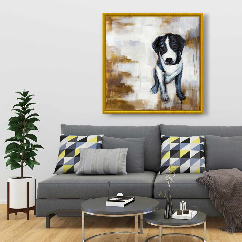 Chien assis - Toile encadrée contemporaine pour la décoration intérieure