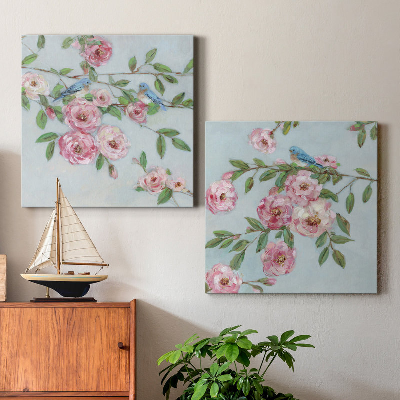 First Bloom I - Ensemble de 2 reproductions d'art sur toiles tendues, H 24 po x l 48 po x P 1 po