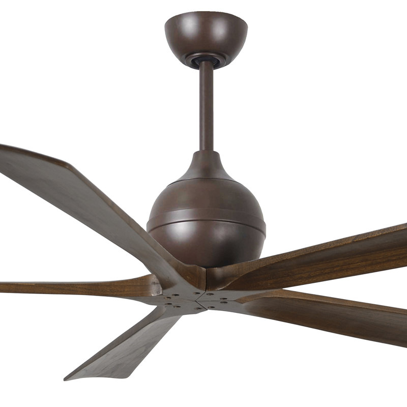 52" Irene 5-Blade Ceiling Fan with Wall Remote, 60", Textured Bronze, Walnut