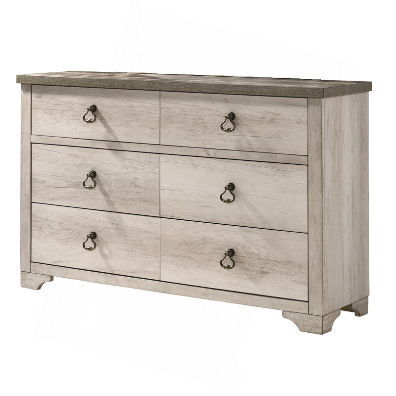 Commode 6 tiroirs style vieilli 1 pièce Cottage