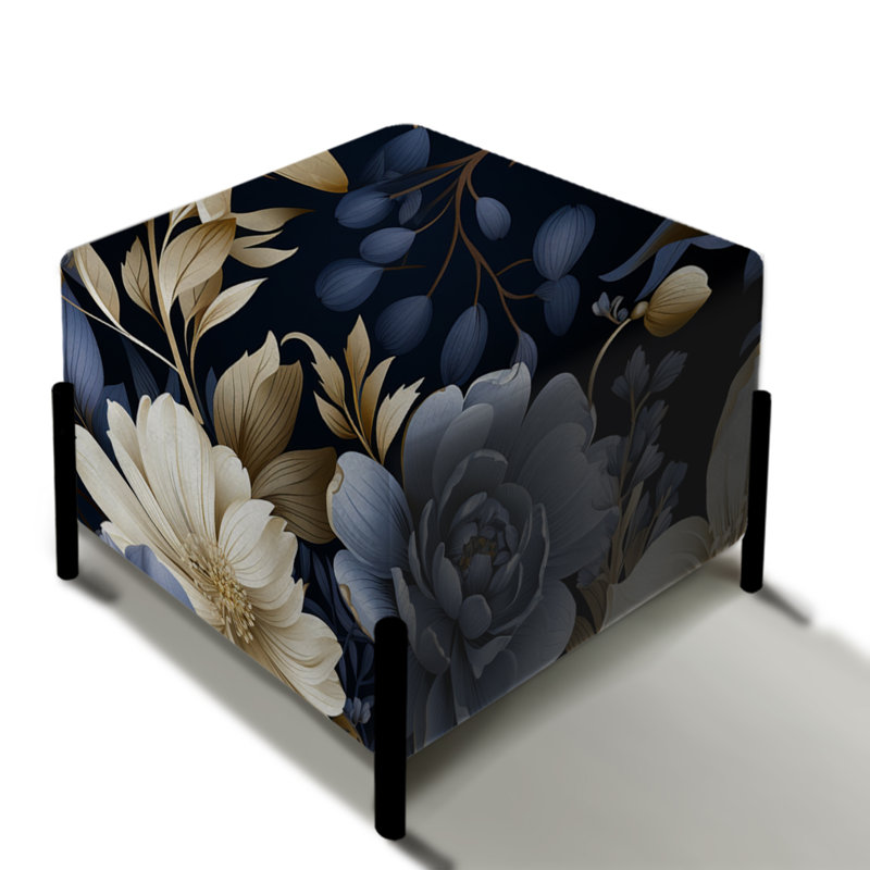 Midnight Symphony Moody Patterns - Repose-pieds carré floral