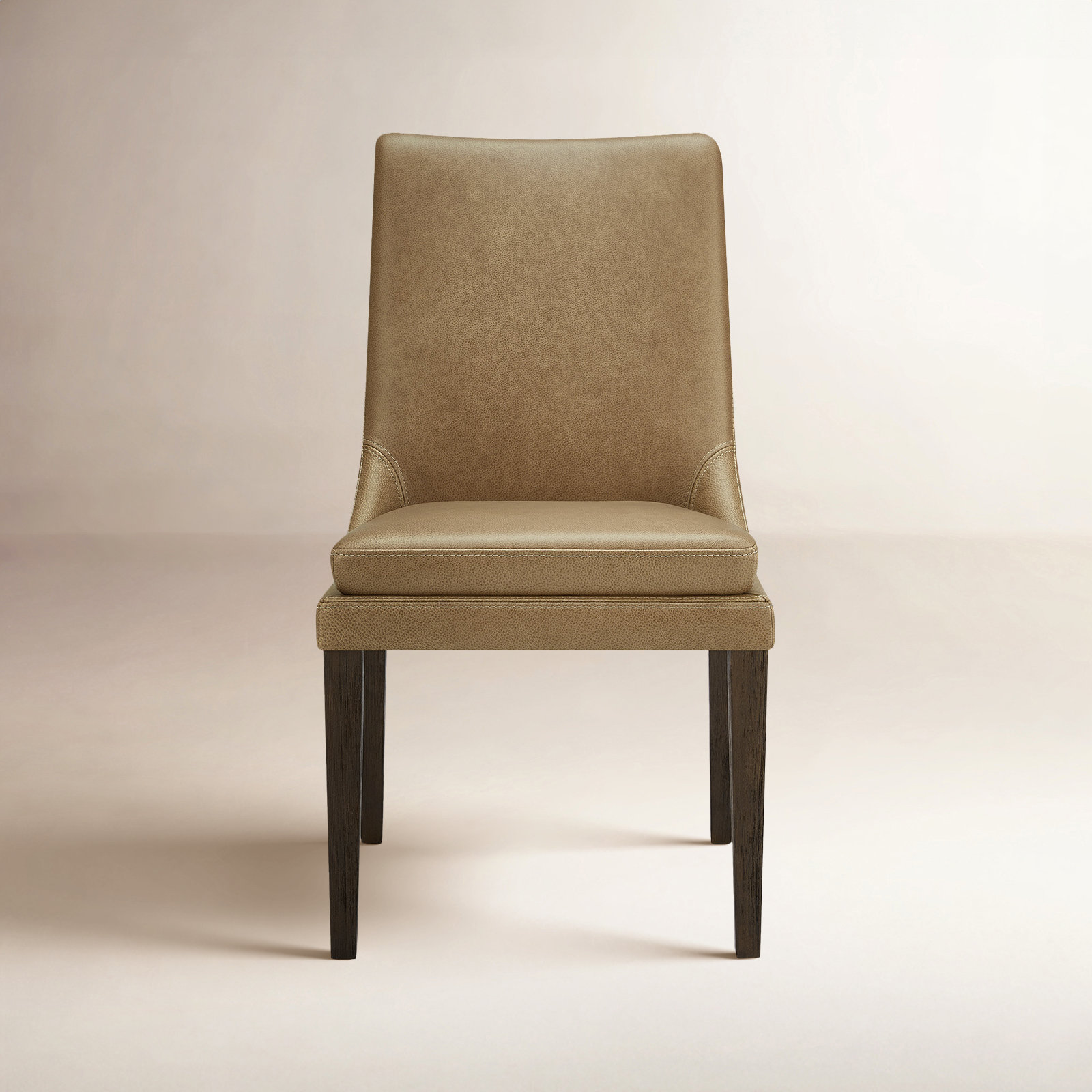 Niara Genuine Leather Parsons Dining Chair, Brown Genuine Leather
