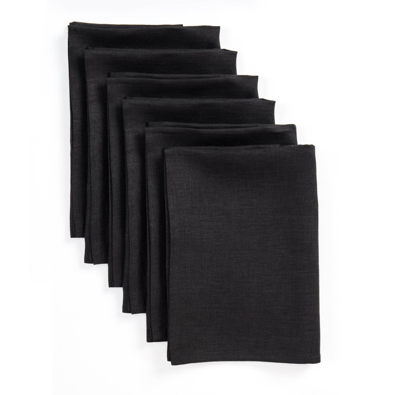 100% Pure Linen Dinner Napkins - Fete, Black
