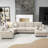 U-Shaped Chenille Sectional Sofa With Cup Holders And Wide Seat-1428523424