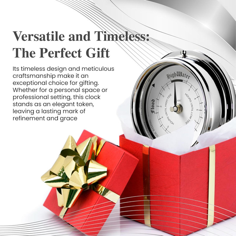 Handmade Brass Tide Clock With Chrome Plating – Precision Time & Tide Tracking For Fishing And Coastal Activities, Durable Nautical Design