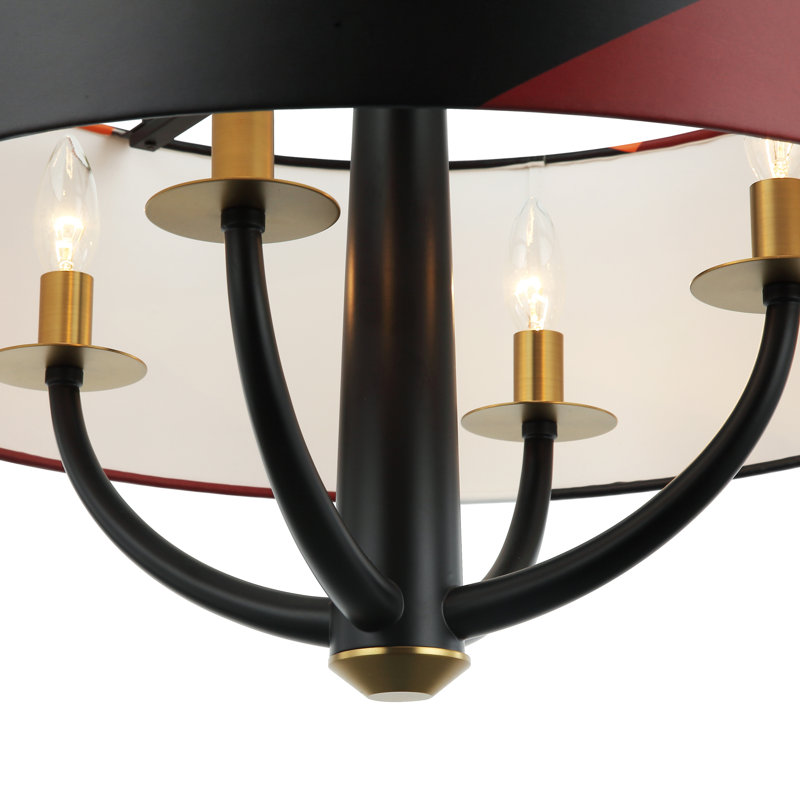 Patchwork 4-Light Pendant - Black/Satin Brass/Patchwork, 4