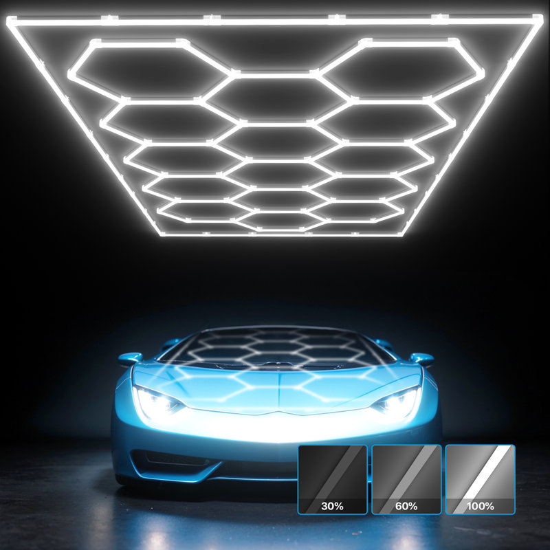 Plafonnier hexagonal 15 lumières à DEL à intensité variable pour le garage, le studio, la salle de sport ou la salle de jeux