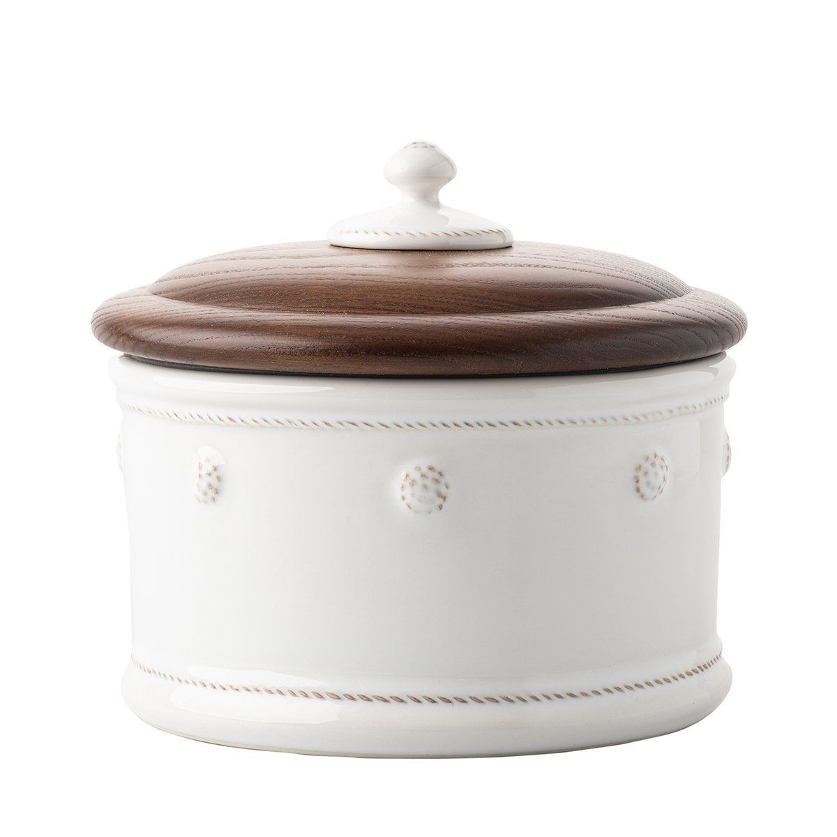 Juliska Berry & Thread Dog Treat Canister with Wooden Lid Whitewash