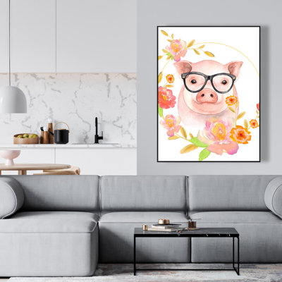 Joyeux petit cochon - enfants, animaux de ferme, art sur toile