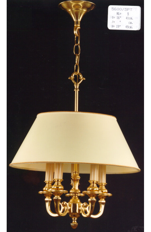 Crisler 5 - Light Candle Style Chandelier, Polished Brass