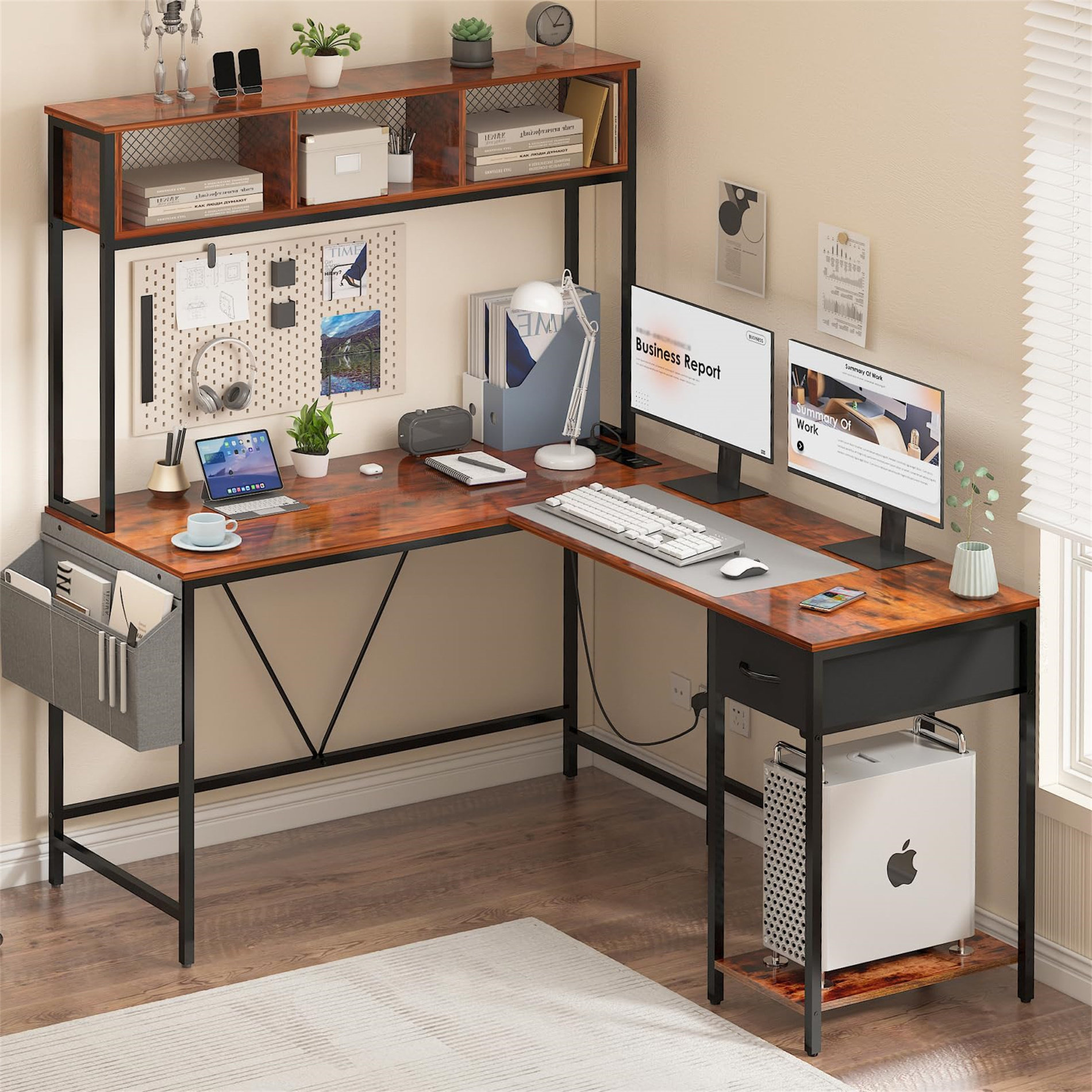 17 Stories Korhonen L-Shaped Metal Base Computer Desk | Wayfair