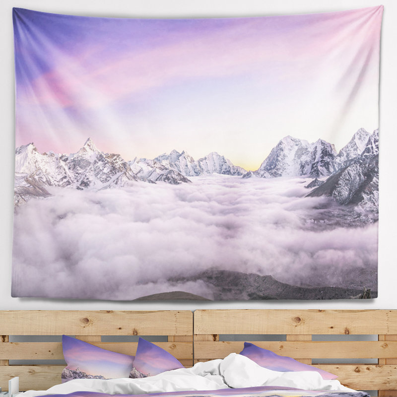 Tapisserie dablam ama en polyester clouds avec accessoires suspendus inclus, H 78 po x l 92 po