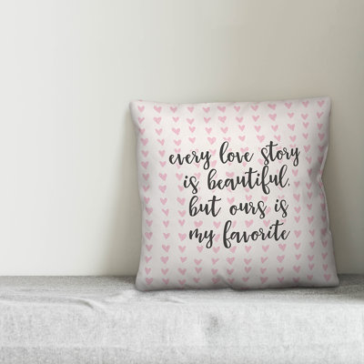  Every Love Story is Beautiful in Hearts Pattern Square Pillow