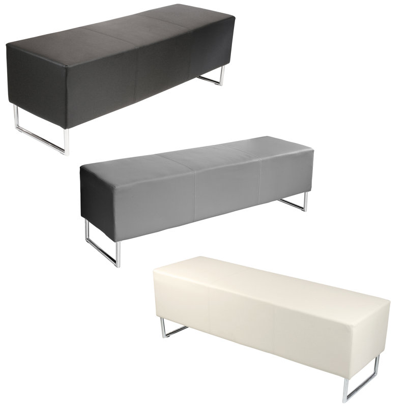 Khinvasara Faux Leather Upholstered Bench, Cream
