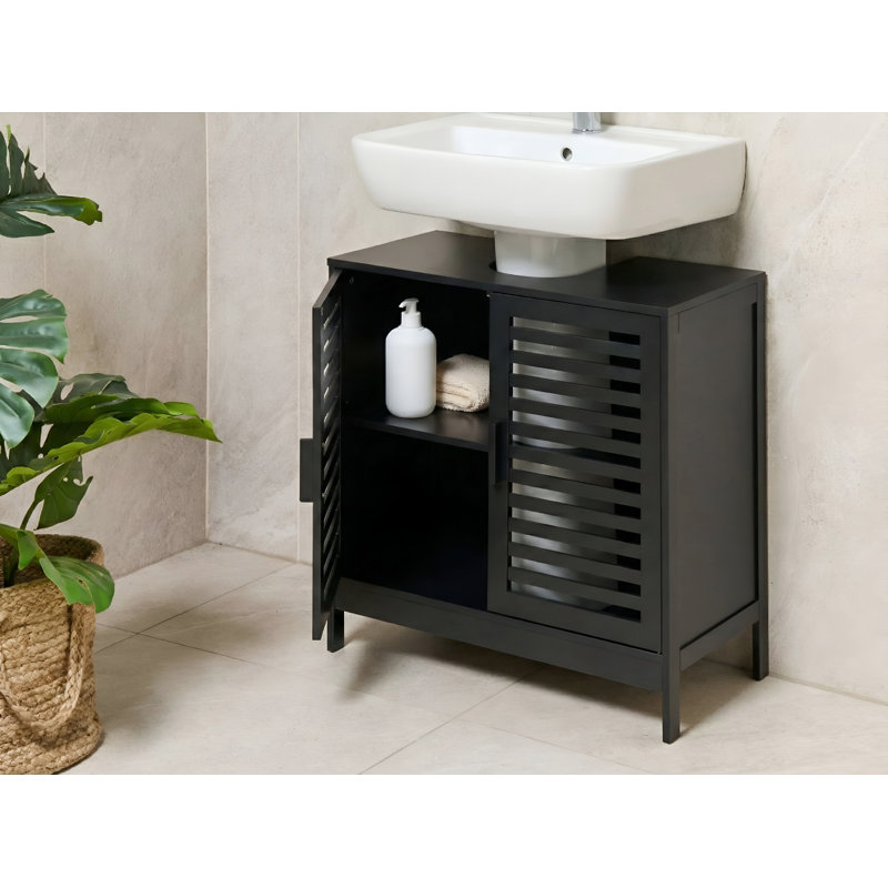 60cm Bathroom Vanity Base Only, Black