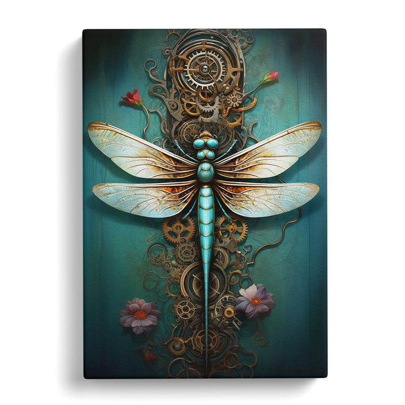 Dragonfly Romanticism Art - Wrapped Canvas, 50cm H x 35cm W x 3cm D