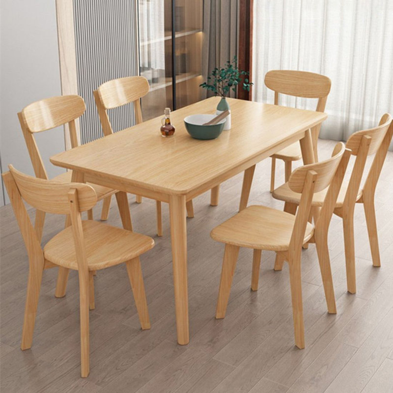Table de salle à manger rectangulaire en bois d'hévéa massif pour la salle à manger / cuisine