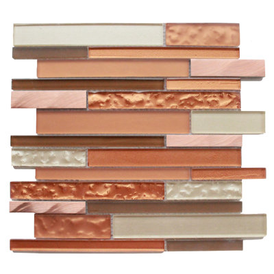 Sunset Ridge: Random Sized Glass Linear Mosaic Tile