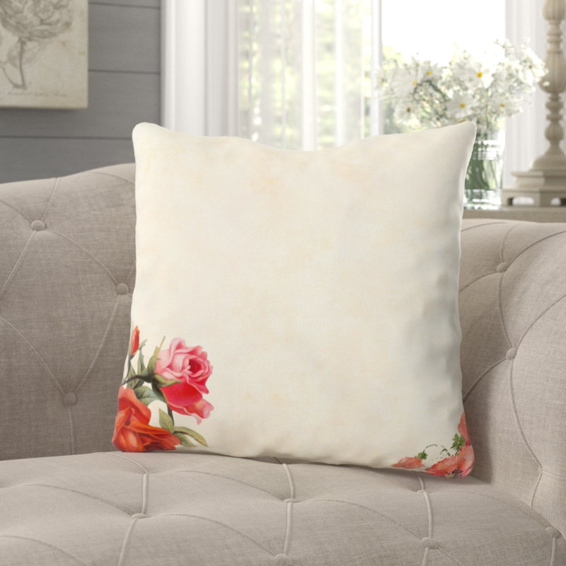 Coussin décoratif fleur Valletta, Intérieur, Microsuède