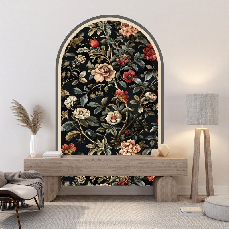 Papier peint floral pelez et collez, décalcomanie murale amovible non-botanique, H 71 po x l 40 po