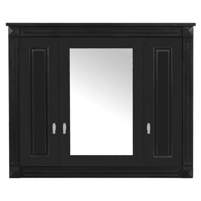 Black Modern Bathroom Wall Mounted Medicine Cabinet With 5 Shelves, High - Quality , Exquisite Design, Multiple Storage Space Adjustable Shelves And 3 Doors, Style, Solution For Bathroom, Bedroom Or