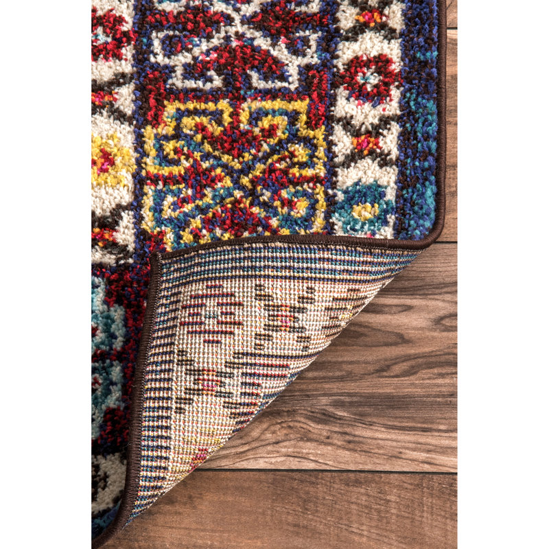Tapis bleu/pink, Tapis de couloir 2 pi 6 po x 8 pi