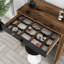 Table de maquillage moderne, noyer et noir avec finition en marbre, 27,6 po x 15,7 po x 33,4 po | 100% panneau de particules enduit de mélamine, épaisseur: 0,7 pouce | Design élégant et fonctionnel pour les espaces contemporains-1469465428
