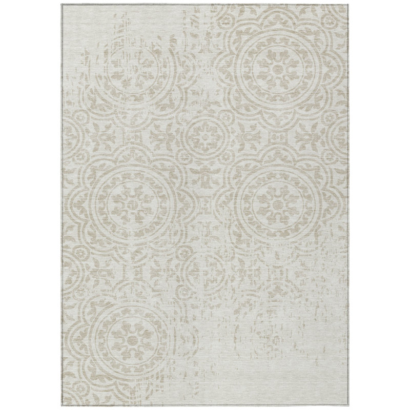 Tapis intérieur lavable beige 10 pi x 14 pi Medallion