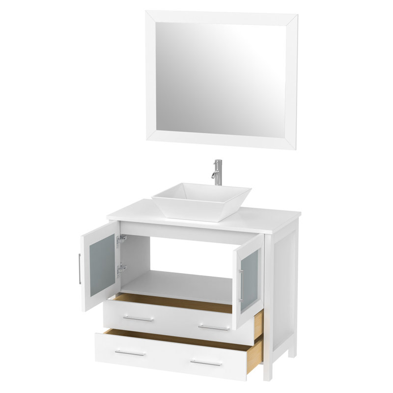 Ensemble de meuble-lavabo simple avec miroir , 36" l, Blanc