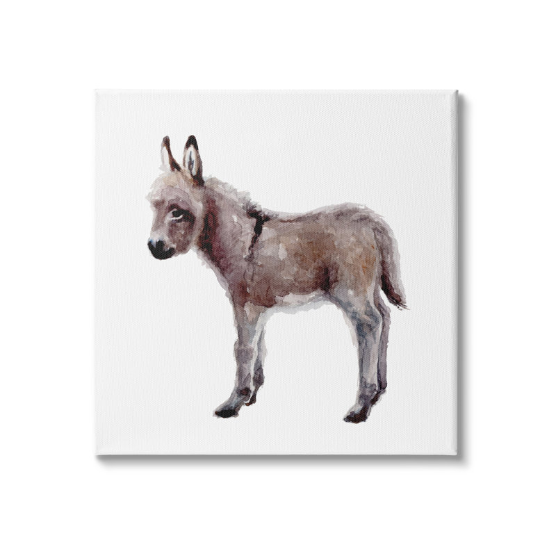 «Baby Donkey», aquarelle, pépinière par Fox Hollow Studios - peinture, H 24 po x l 24 po x P 1,5 po, Toile tendue