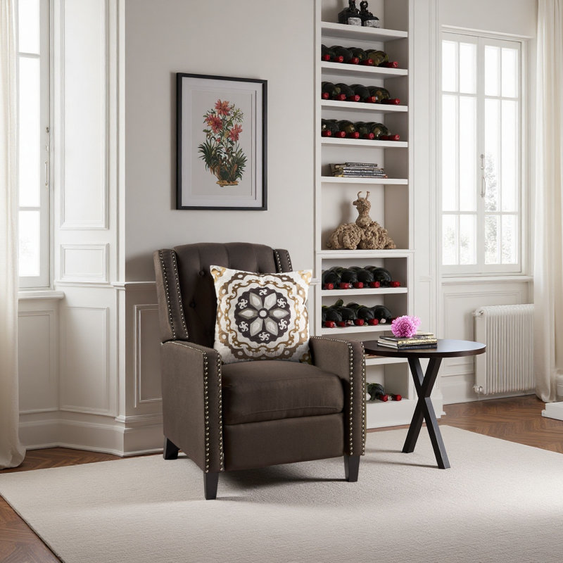 Classic Fabric Push Back Chair, Coffee