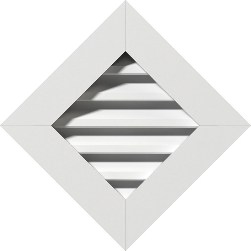 Évent de gable en pvc avec cadre de garniture plat blanc, H 29 po x l 29 po x P 3 po