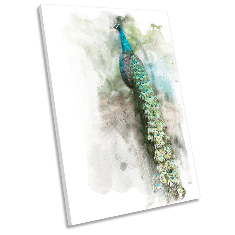 Green Peacock Bird - Wrapped Canvas Art Prints, 61cm H x 40.6cm W x 2cm D