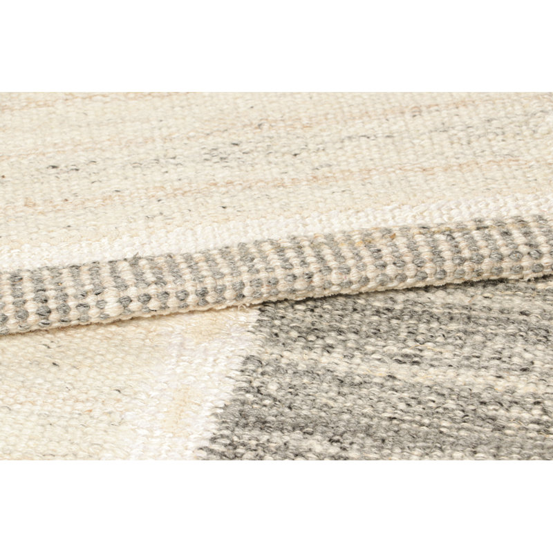 Rug & Kilim’S Scandinavian Rug With White And Gray Geometric Patterns, Rectangle 12' x 16'