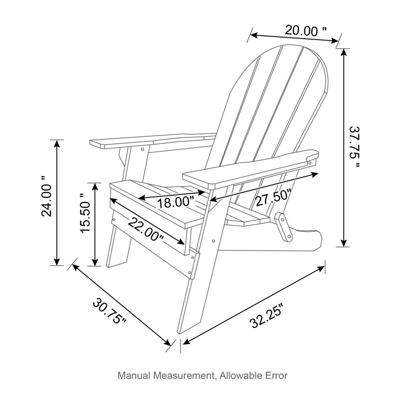Chaise Adirondack pliante Ramonita en PEHD, Blanc