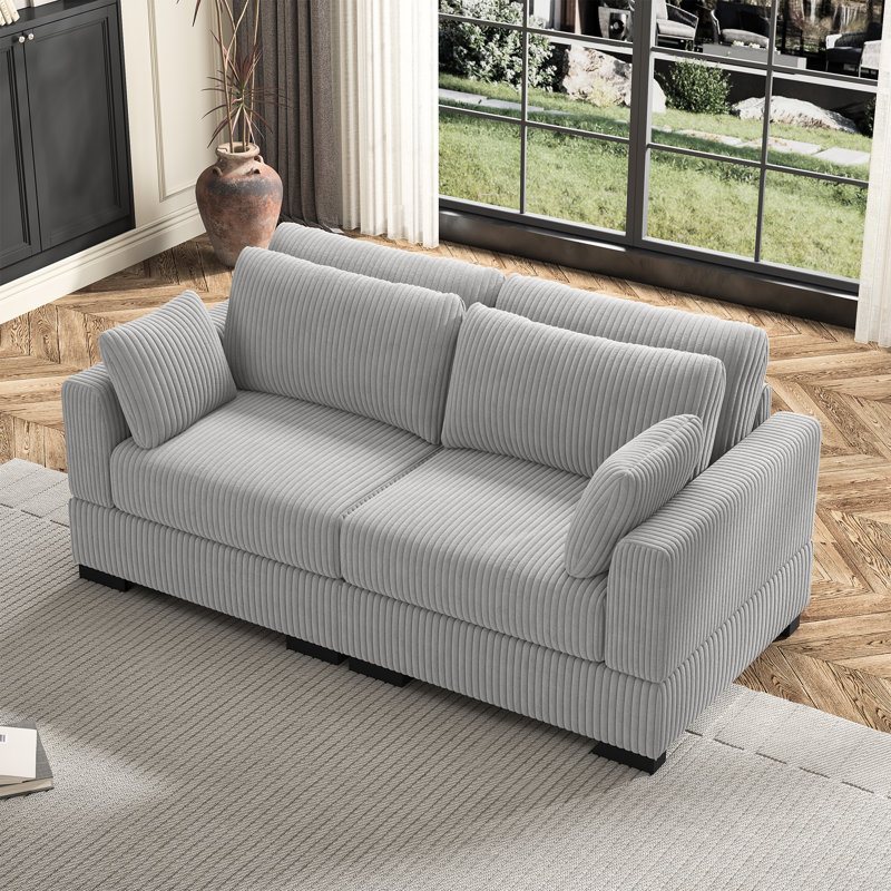 Zenaide 70.8'' Corduroy Loveseat, Zenaide Gray Corduroy