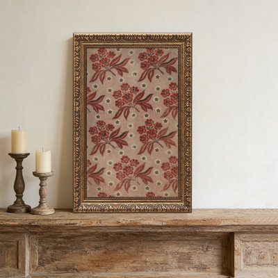Red Floral BeigeOrnate Vintage Wall Frame – Decorative Gold Frame for Art.