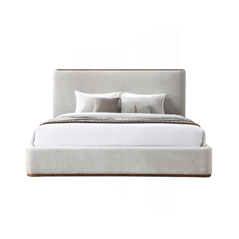 Grand lit gris en tissu